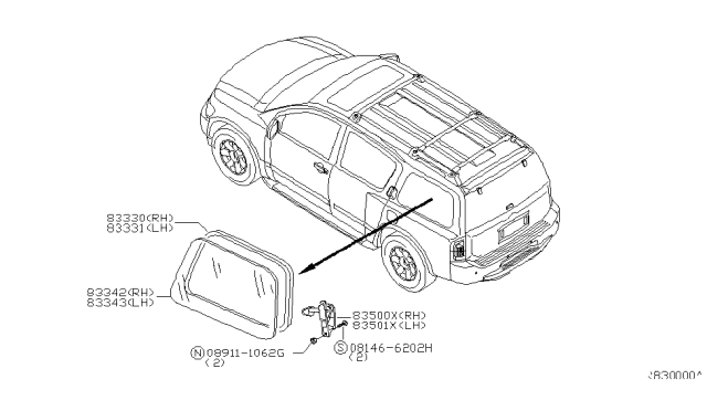 2008 Infiniti QX56 Side Window Diagram