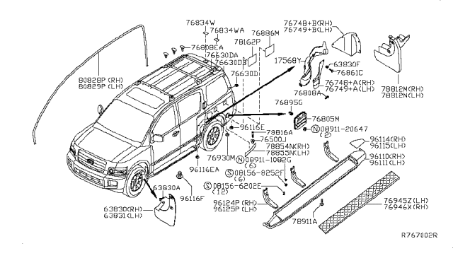 2004 Infiniti QX56 Body Side Fitting Diagram