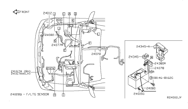 2007 Infiniti QX56 Harness-Engine Room Diagram for 24012-ZC36B