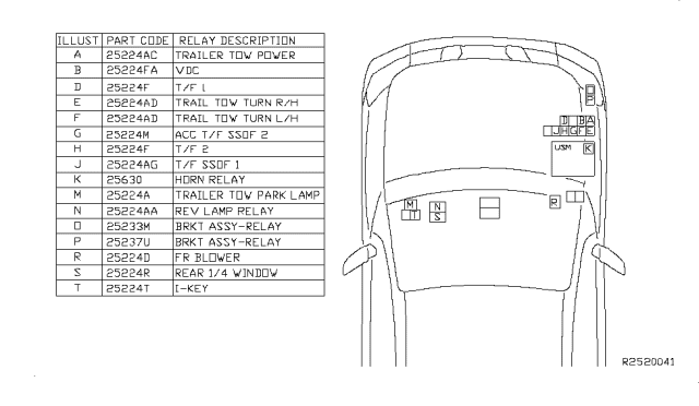 2009 Infiniti QX56 Relay Diagram for 25230-ZH00A