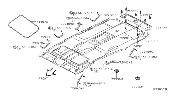 2009 Infiniti QX56 Roof Trimming Diagram 1