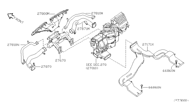 2010 Infiniti QX56 Duct-Side Ventilator Diagram for 27871-ZQ00A