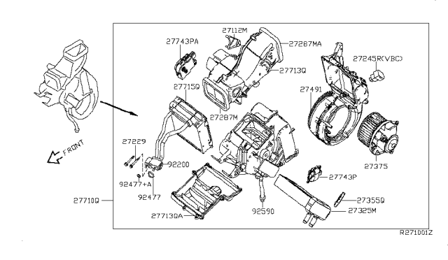 2008 Infiniti QX56 Case-Cooling Unit Diagram for 27416-ZF00A