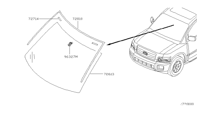 2008 Infiniti QX56 Front Windshield Diagram