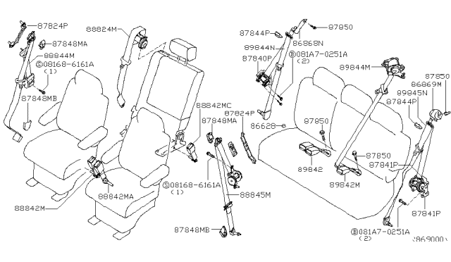 2004 Infiniti QX56 Rear Seat Belt Diagram