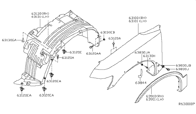 2005 Infiniti QX56 Front Fender & Fitting Diagram