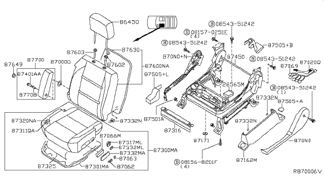 2004 Infiniti QX56 Front Seat Diagram 1