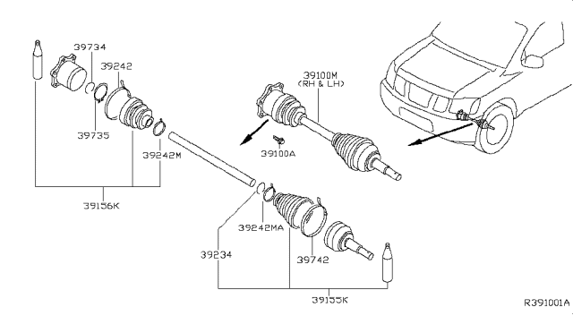 2010 Infiniti QX56 Shaft Assembly-Front Drive,R Diagram for 39100-7S000