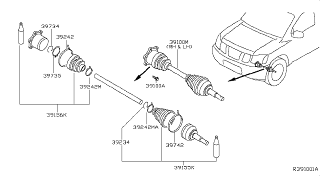 2010 Infiniti QX56 Band-Boot,Drive Shaft Diagram for 39242-8J100