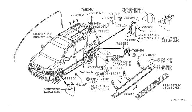 2006 Infiniti QX56 Duct-DRAFTER,Outlet L Diagram for 76805-7S000