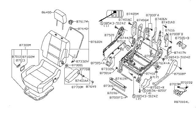 2005 Infiniti QX56 Front Seat Armrest Assembly, Right Diagram for 87700-7S603