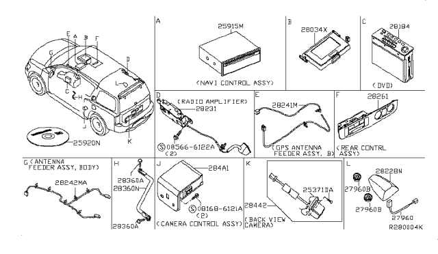 2008 Infiniti QX56 Antenna Assy-Satellite Diagram for 28208-CF48A