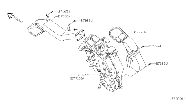 2009 Infiniti QX56 Duct-Rear Heater Diagram for 27952-7S000