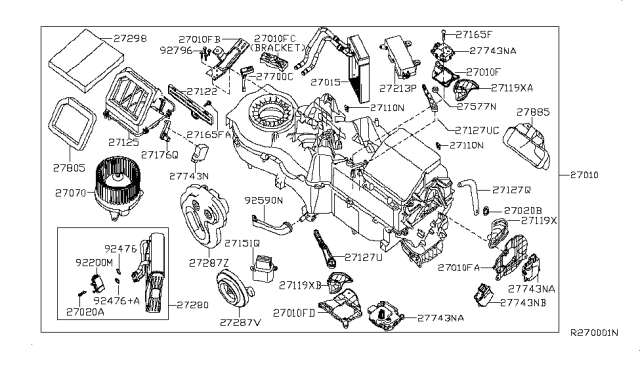 2005 Infiniti QX56 Rear Duct Actuator Assembly Diagram for 27743-7S010