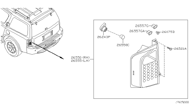 2008 Infiniti QX56 Lamp Assembly-Rear Combination,RH Diagram for 26550-7S625