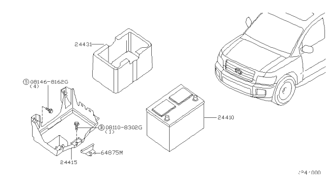 2010 Infiniti QX56 Battery & Battery Mounting Diagram