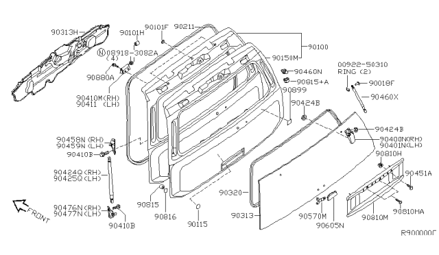 2004 Infiniti QX56 Back Door Panel & Fitting Diagram 2