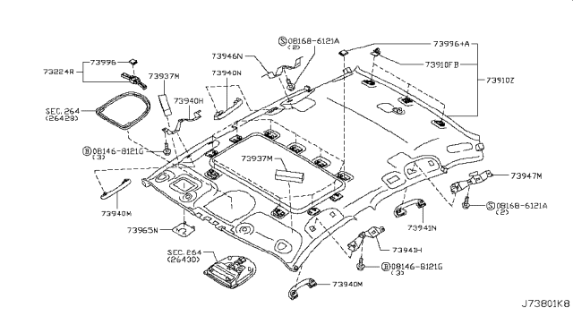 2017 Infiniti Q70 Hybrid Roof Trimming Diagram 2