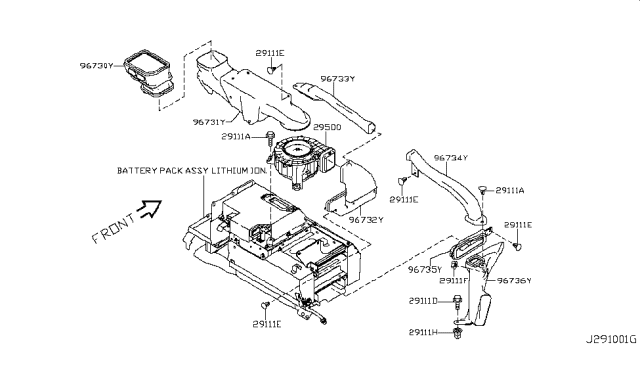 2013 Infiniti M35h Duct-Battery Outlet Diagram for 96736-1MG0A