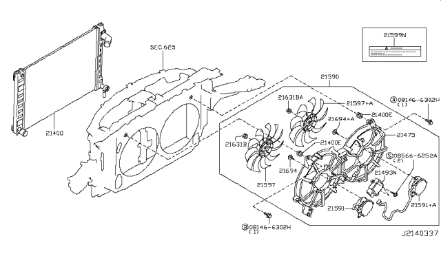 2012 Infiniti M35h Fan Assembly-Radiator Cooling Diagram for 21486-JK60A