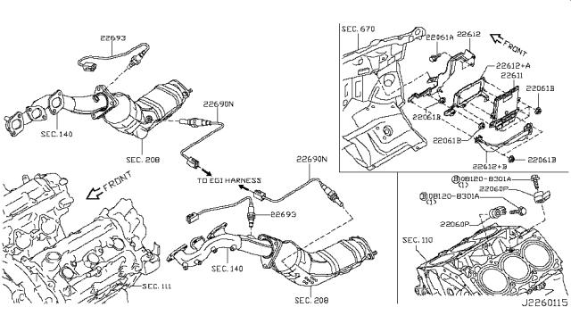 2012 Infiniti M35h Engine Control Module Diagram for 23710-1MG0A