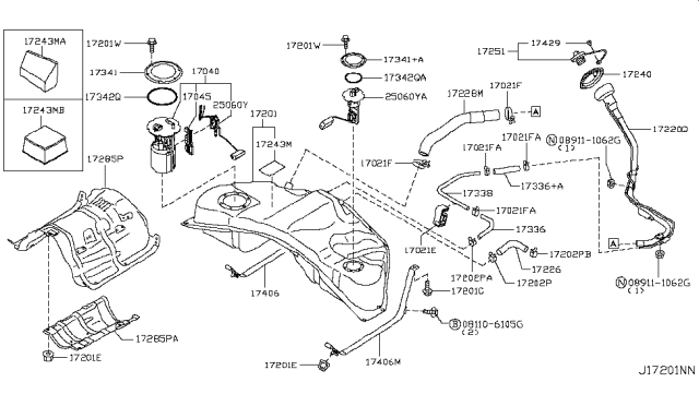 2013 Infiniti M35h Fuel Tank Filler-Gas Cap Diagram for 17251-1NM0D