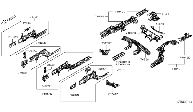 2017 Infiniti Q70 Hybrid Member & Fitting Diagram