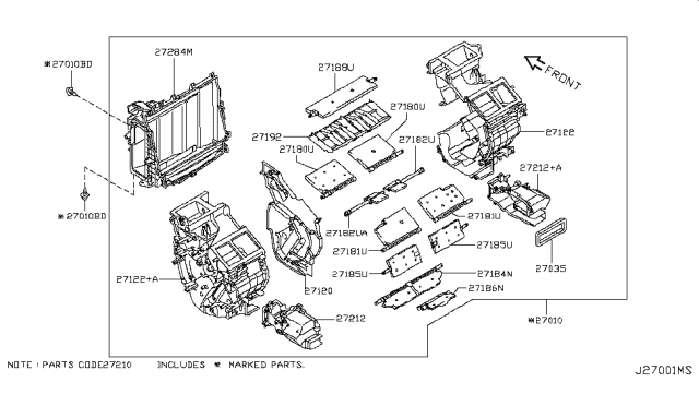 2013 Infiniti M35h Heater & Blower Unit Diagram 2