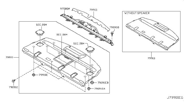 2013 Infiniti M35h Rear Trimming Diagram 1