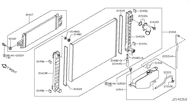 2013 Infiniti M35h Tank-Radiator,LH Diagram for 21413-1MG0A