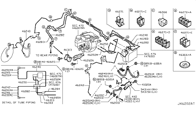 2018 Infiniti Q70 Tube Assy-Brake,Master Cylinder To Front Diagram for 46250-4AN0C