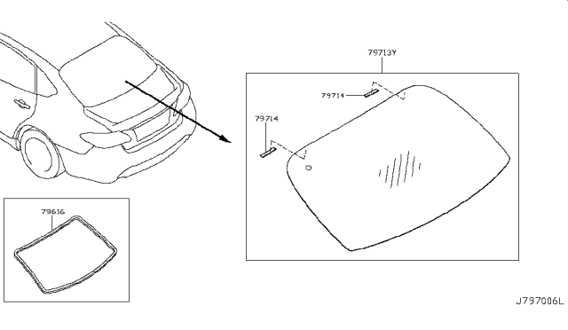 2014 Infiniti Q70 Hybrid Rear Window Diagram