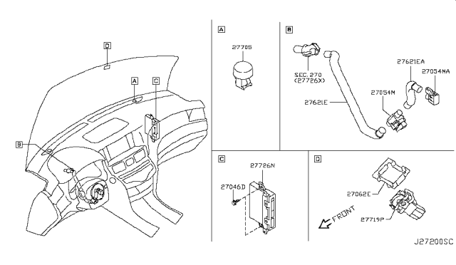 2012 Infiniti M35h Amplifier - Control, Air Conditioner Diagram for 27760-1MG6B