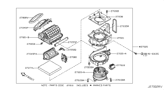 2018 Infiniti Q70 Heater & Blower Unit Diagram 1