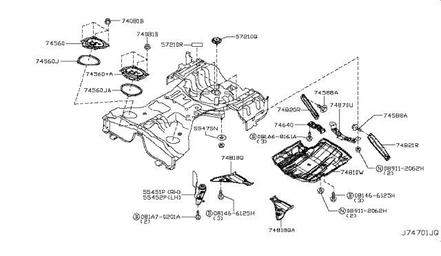 2015 Infiniti Q70 Floor Fitting Diagram 4