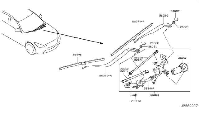 2017 Infiniti Q70 Windshield Wiper Diagram