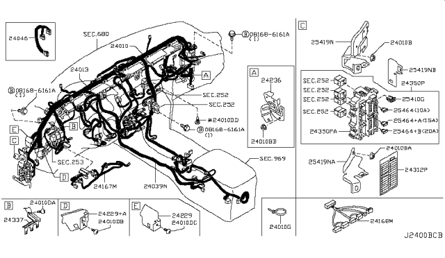 2017 Infiniti Q70 Harness-Main Diagram for 24010-4AN8A