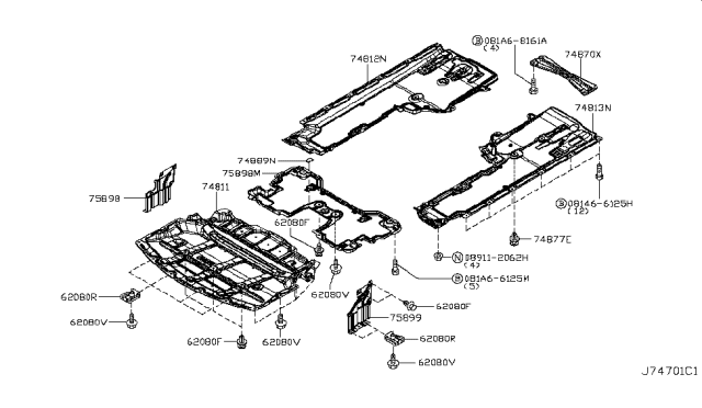 2016 Infiniti Q70 Floor Fitting Diagram 1