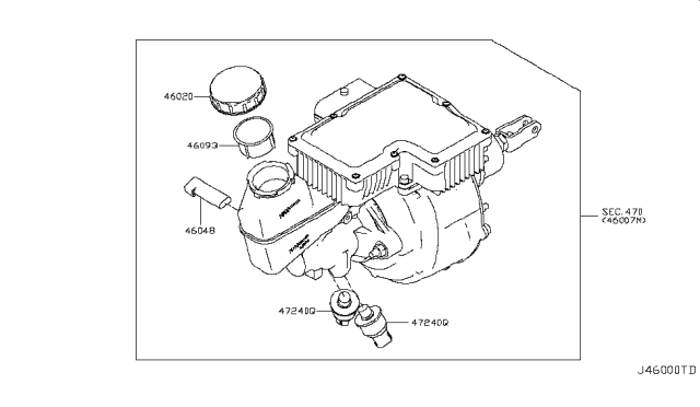 2014 Infiniti Q70 Hybrid Brake Master Cylinder Diagram 1