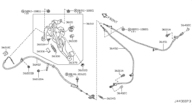 2014 Infiniti Q70 Parking Brake Control Diagram 1