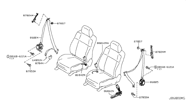 2015 Infiniti Q70 Front Seat Belt Diagram 2