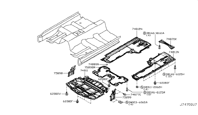 2014 Infiniti Q70 Hybrid Floor Fitting Diagram 1