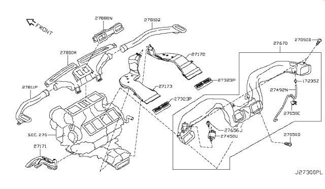 2014 Infiniti Q70 Hybrid Nozzle & Duct Diagram 2