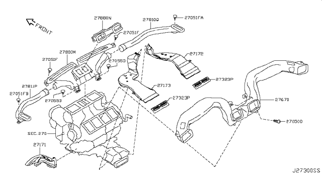 2017 Infiniti Q70 Nozzle & Duct Diagram 1