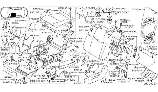 2017 Infiniti Q70 Hybrid Front Seat Diagram 2