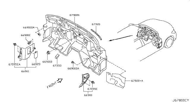 2012 Infiniti M35h Dash Trimming & Fitting Diagram