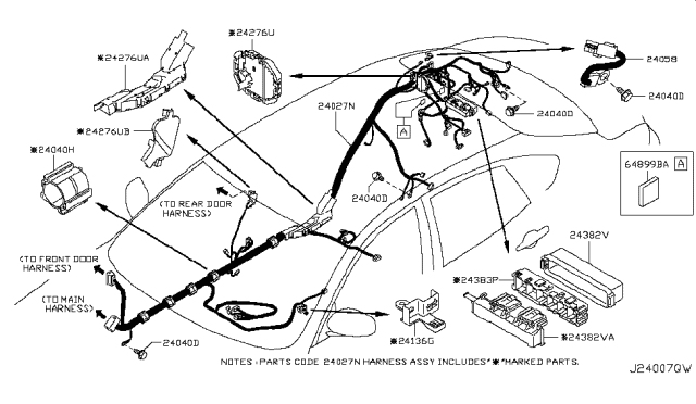 2012 Infiniti M35h Harness-Body, NO3 Diagram for 24017-1PN5B