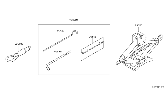 2014 Infiniti Q70 Tool Kit & Maintenance Manual Diagram