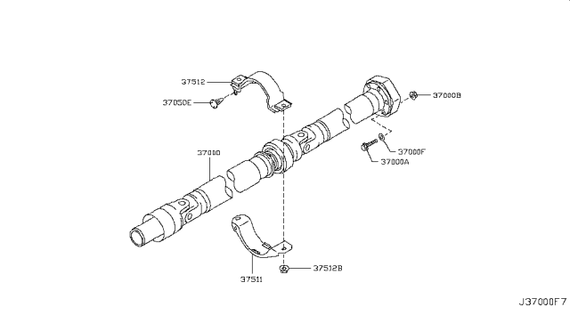 2014 Infiniti Q70 Shaft Assembly PROPELLER Diagram for 37000-3WG0A