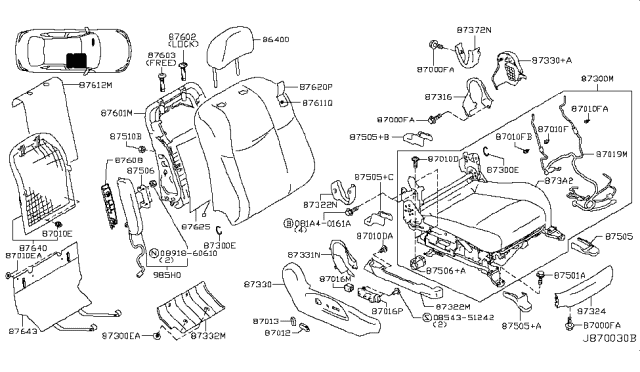 2017 Infiniti Q70 Hybrid Front Seat Diagram 4